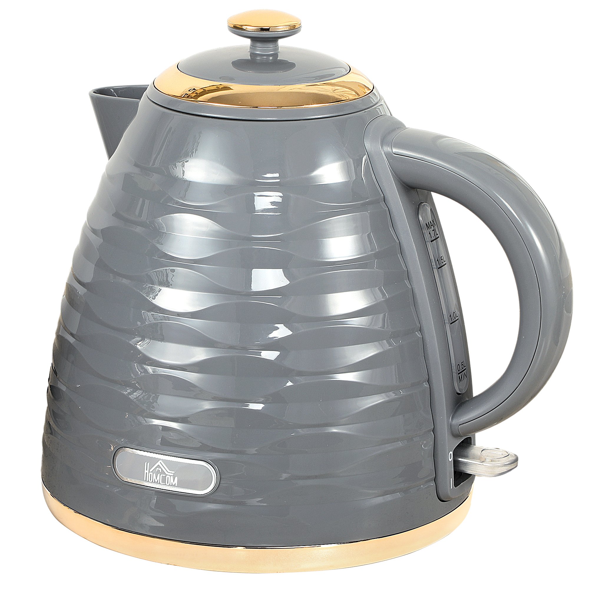 HOMCOM Cordless Electric Kettle - Grey Water Ripple Texture - Image 1