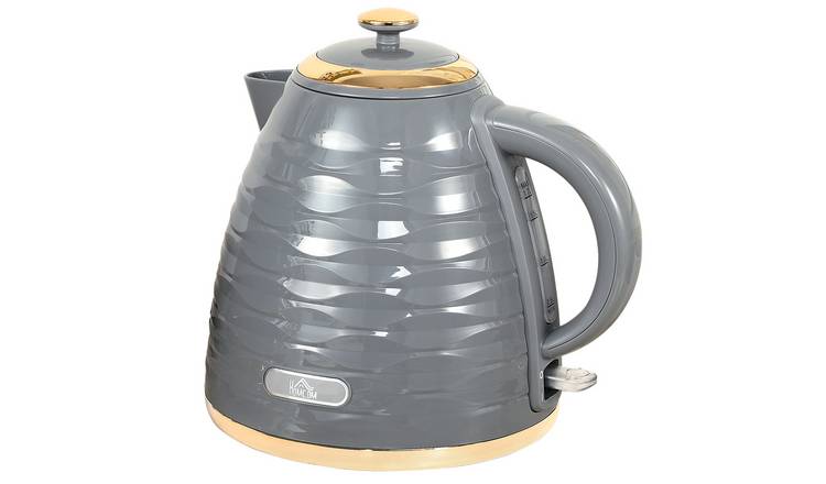 HOMCOM Cordless Electric Kettle - Grey Water Ripple Texture