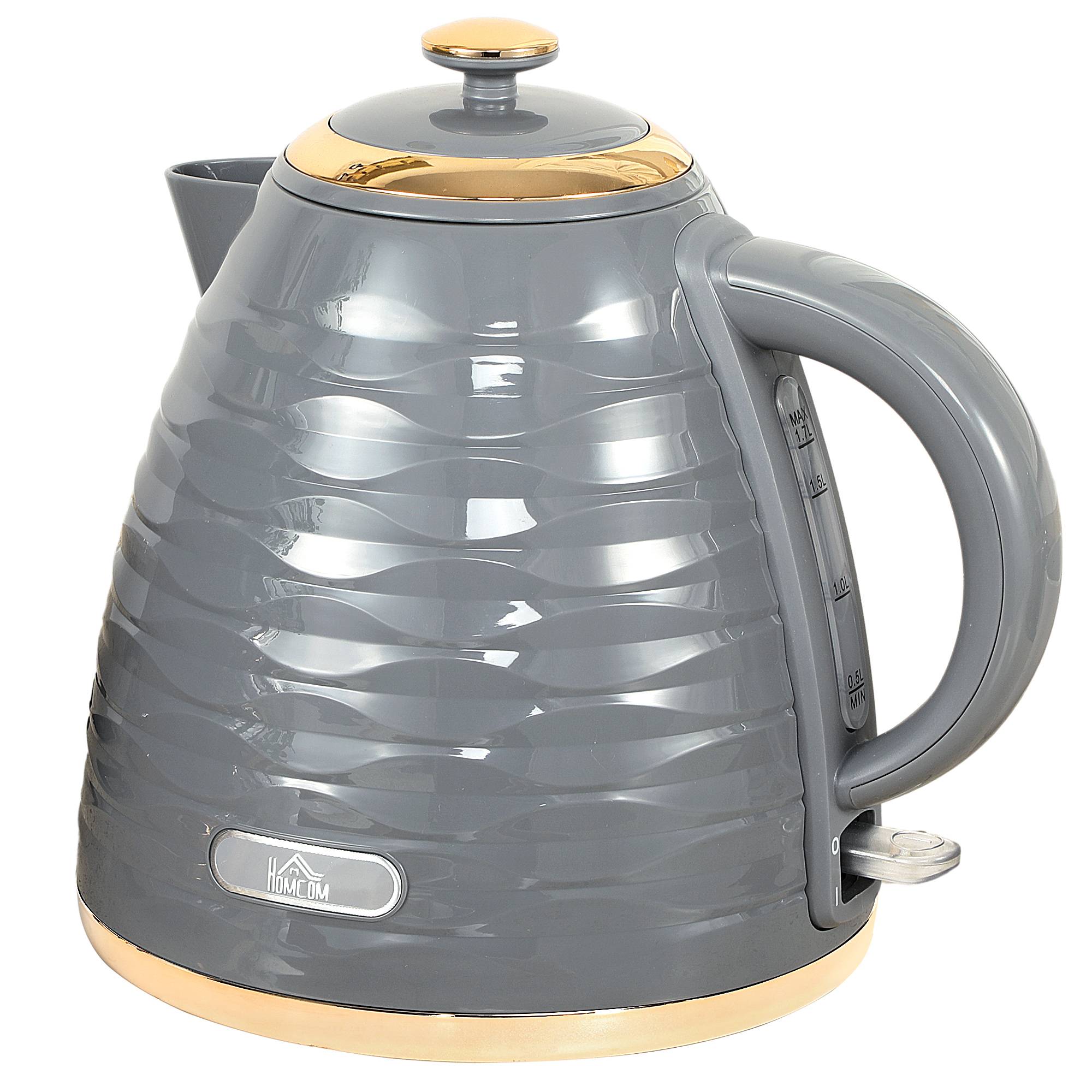 HOMCOM Cordless Electric Kettle - Grey Water Ripple Texture - Image 1