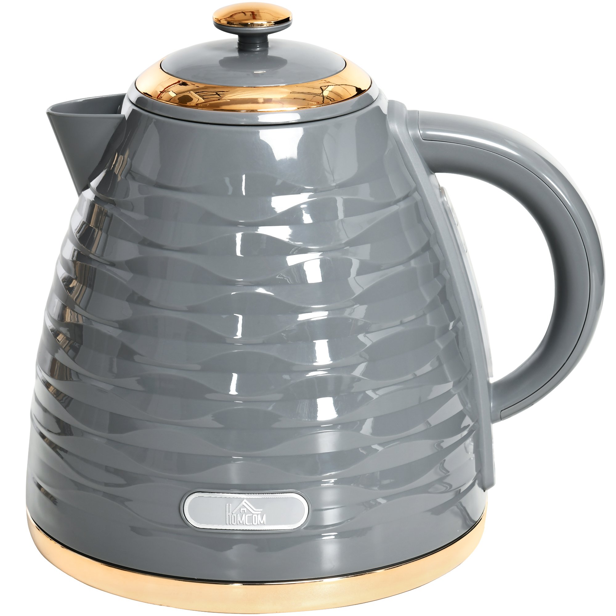 HOMCOM Cordless Electric Kettle - Grey Water Ripple Texture - Image 2