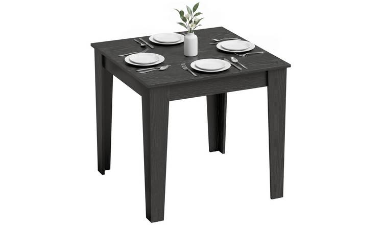 HOMCOM 4 Seater Dining Table with Wood Effect Tabletop - Black Wood Effect