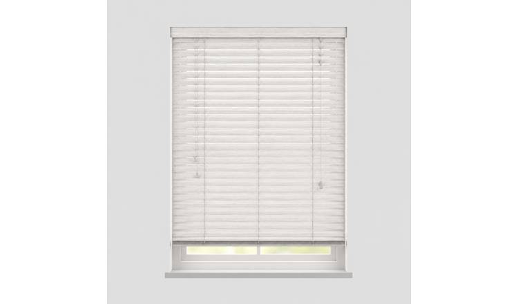 New Edge Blinds White Oak Faux Wood String Venetian Blind - 130cm x 120cm