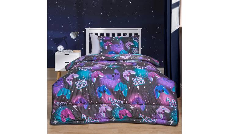 OHS Kids Gaming 10.5 Tog Coverless Duvet Set Bedding Neon - Single