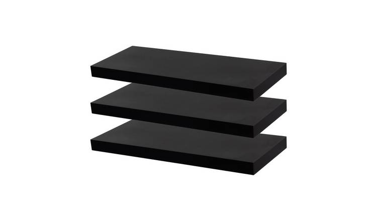 Harbour Housewares Modern Floating Wall Shelves - Black - Set of 3