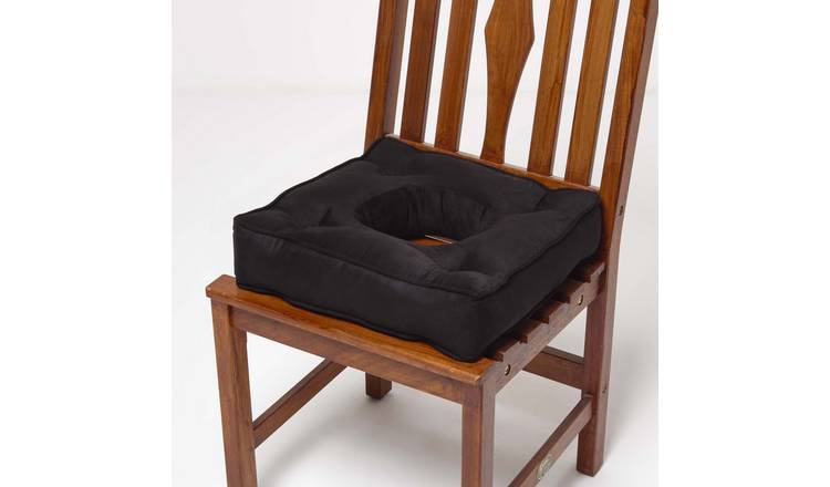 Homescapes Faux Suede Pressure Relief 40 x 40 cm Coccyx Cushion - Black