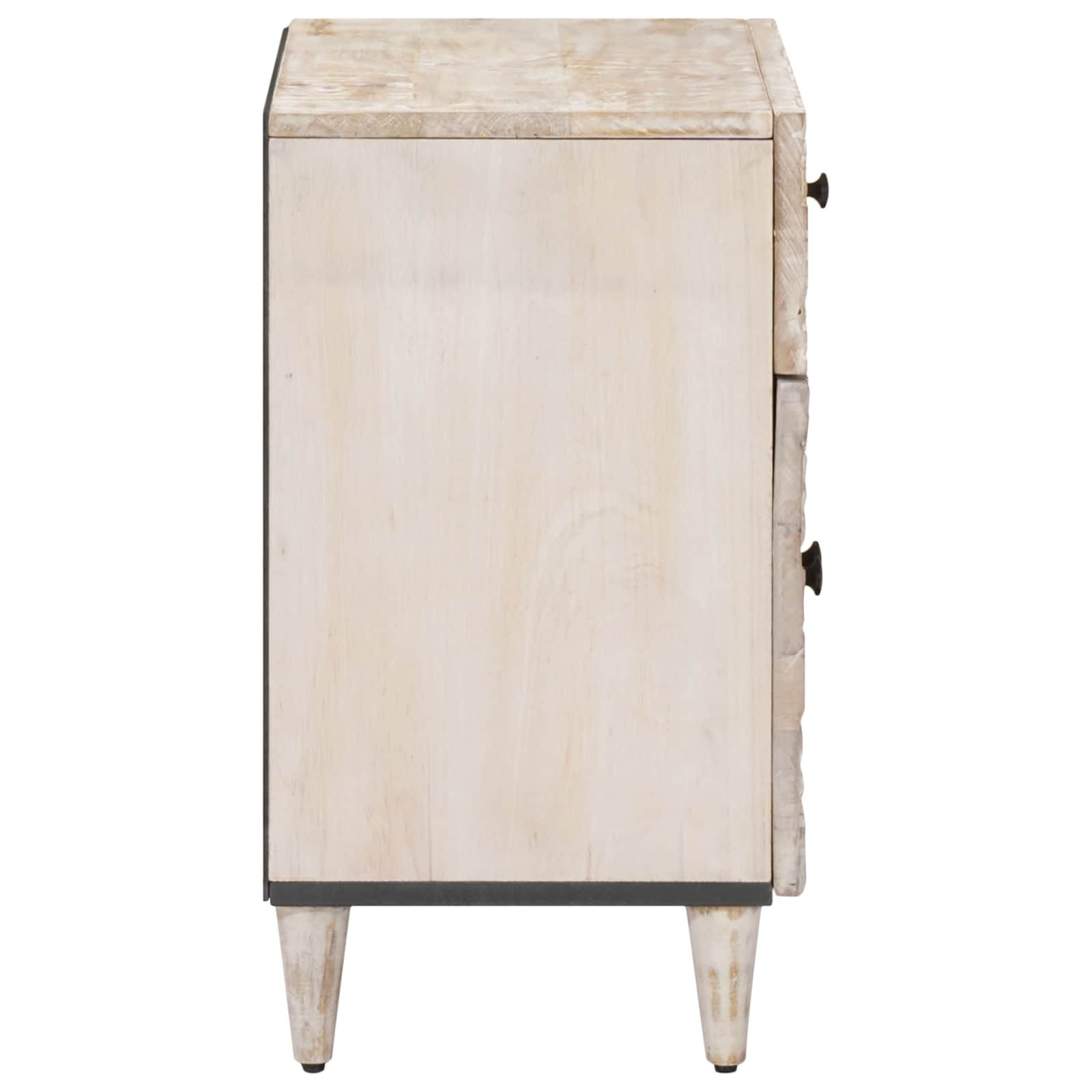 Walplus 1 Drawer Solid Wood Nightstand - White - 50 x 33 x 60 cm - Image 4