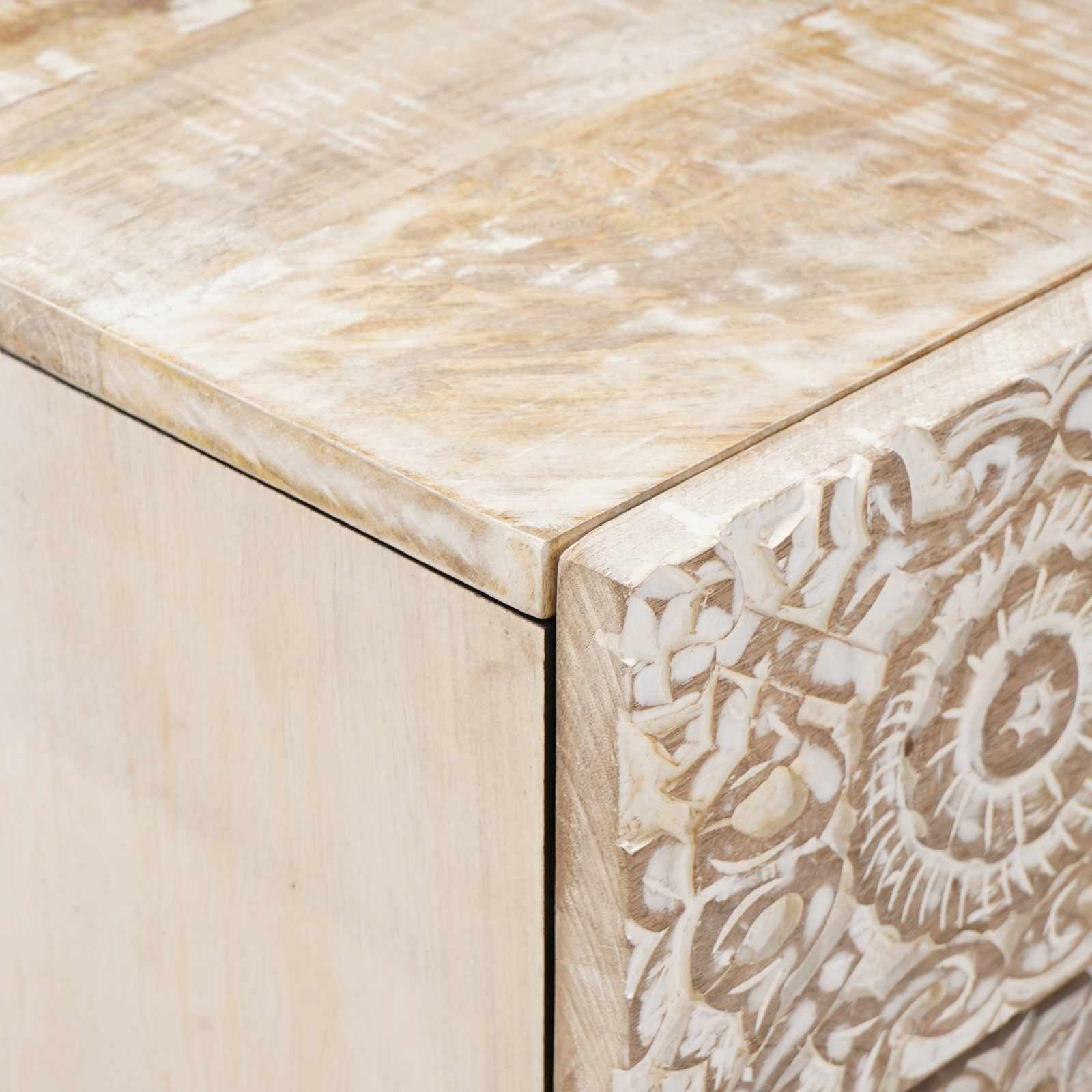 Walplus 1 Drawer Solid Wood Nightstand - White - 50 x 33 x 60 cm - Image 6