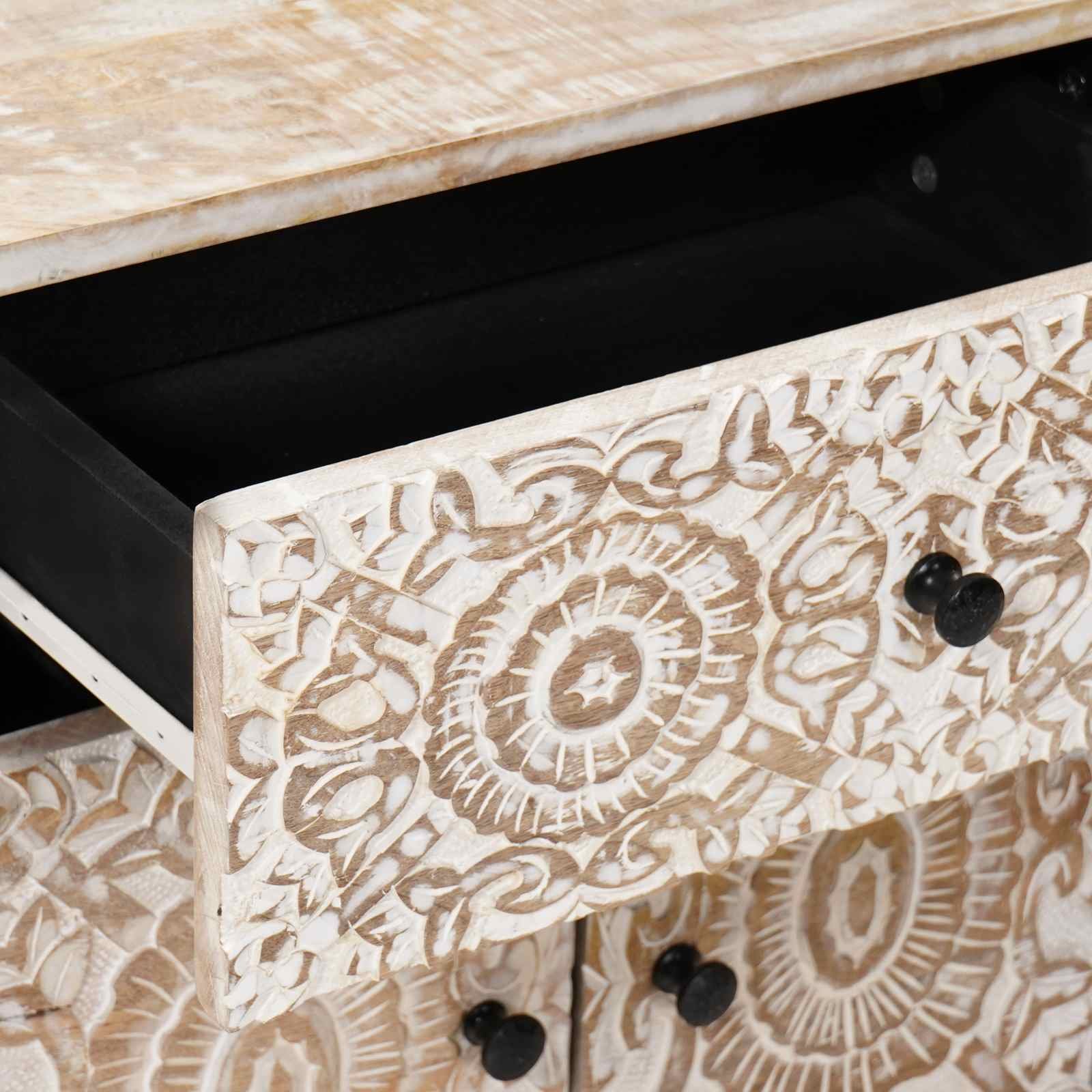 Walplus 1 Drawer Solid Wood Nightstand - White - 50 x 33 x 60 cm - Image 7