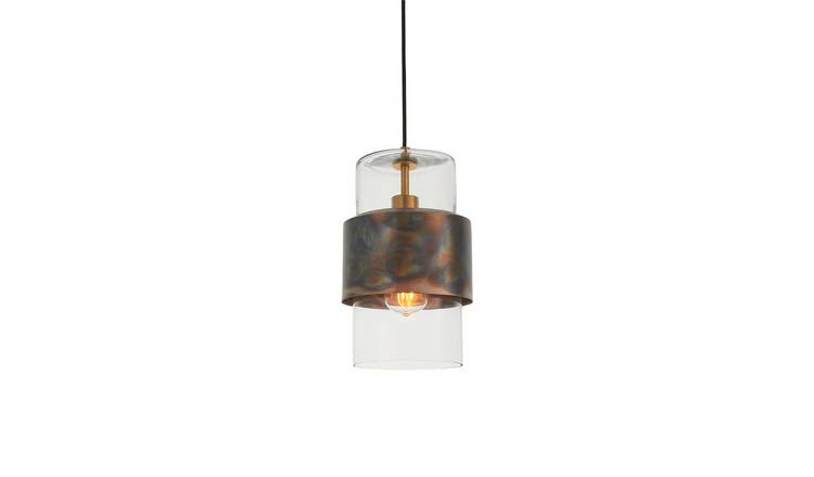 Loops Direct Steel and Glass Pendant Light - Bronze Patina Clear Glass