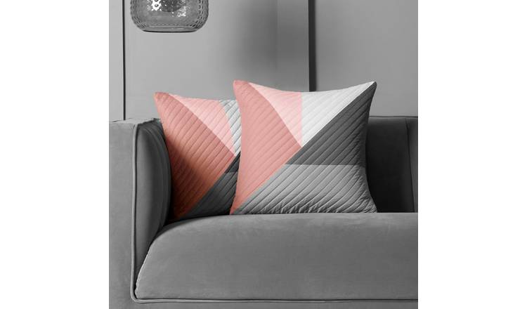 OHS 2 Pack Ralph Quilted Cushion Covers 45 x 45cm - Blush