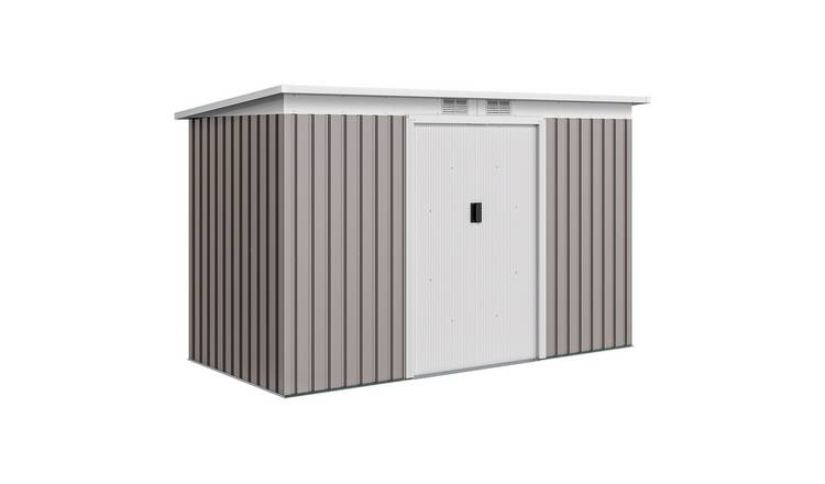 Outsunny Metal Waterproof Garden Shed with Foundation Kit - Light Grey
