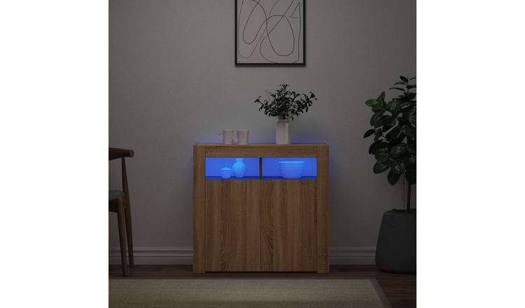 Walplus Engineered Wood LED Sideboard - Sonoma Oak - 80 x 35 x 75 cm
