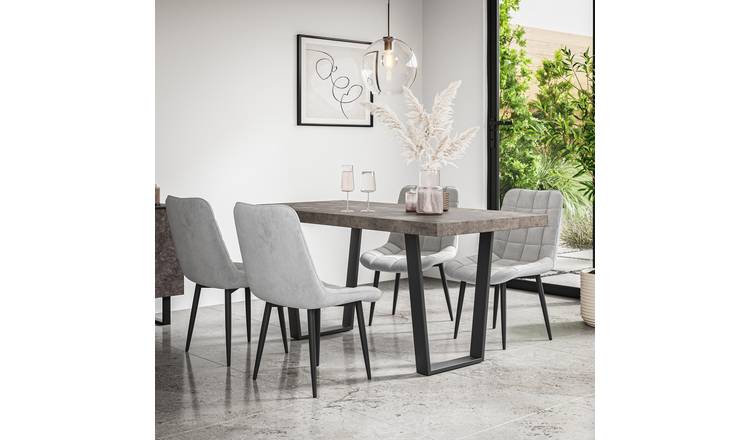 Furniture Online Aria Nova Concrete Effect Dining Table & 6 Grey Chairs