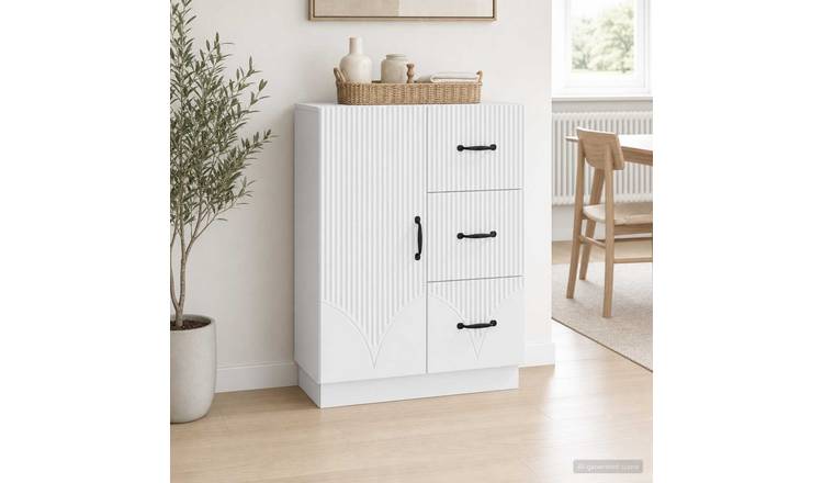Walplus 3 Drawer Rectangular Sideboard - White - 66 x 34.5 x 87 cm