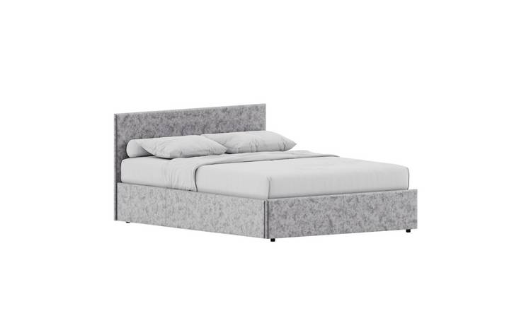 Vida Designs Veronica Velvet King Size Ottoman Bed & Gel Memory Foam - Silver