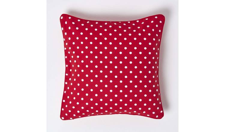 Homescapes Red Cotton Polka Dots Cushion Cover - 45 x 45 cm
