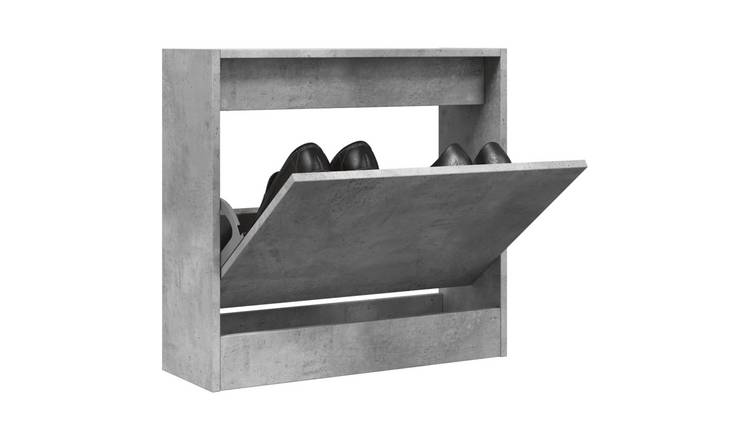 Walplus Engineered Wood Shoe Cabinet - Concrete Grey - 60 x 21 x 57 cm