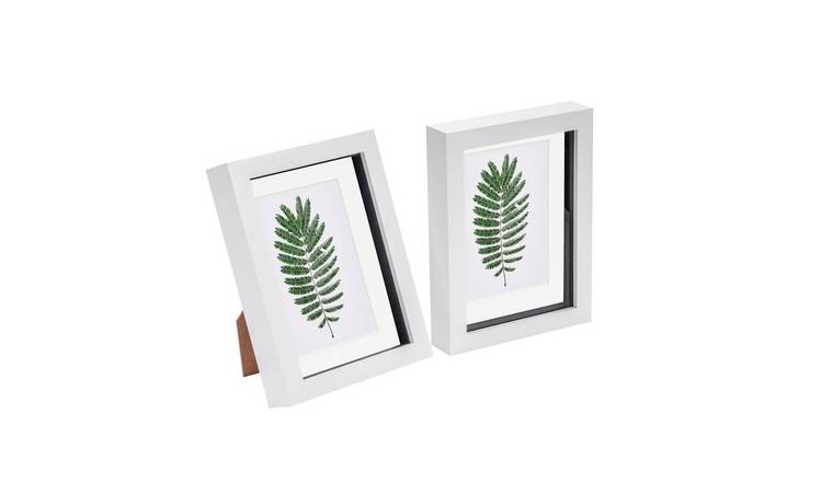 Nicola Spring 3D Box Photo Frames - 5 x 7" with Mount - Set of 2 - White