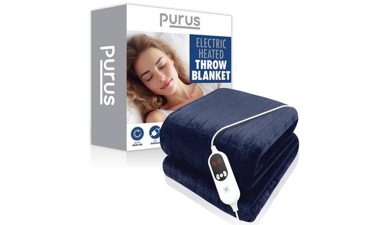 Purus XL 180 x 130cm Microfleece Polyester Electric Heated Throw Blanket - Blue
