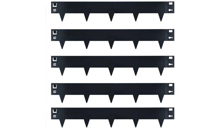 Greenera 5m x 8cm Galvanised Steel Lawn Edging Garden Border - Black
