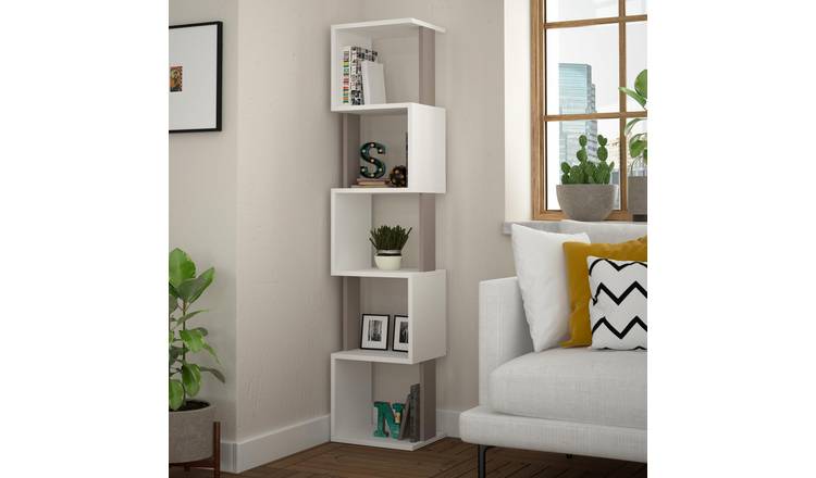 Decortie Piri Particleboard Bookcase - White and Light Mocha