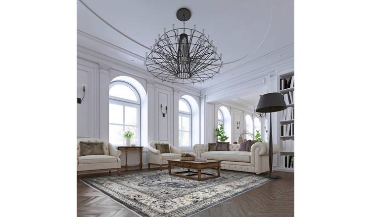 Mega Flooring Black Traditional Bordered Rug - 200 x 290cm