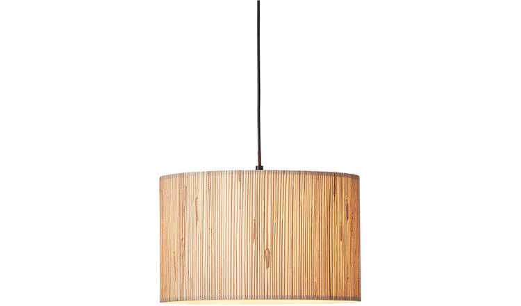 Loops Direct Steel and Seagrass Pendant Light - Natural Seagrass and Matt Black