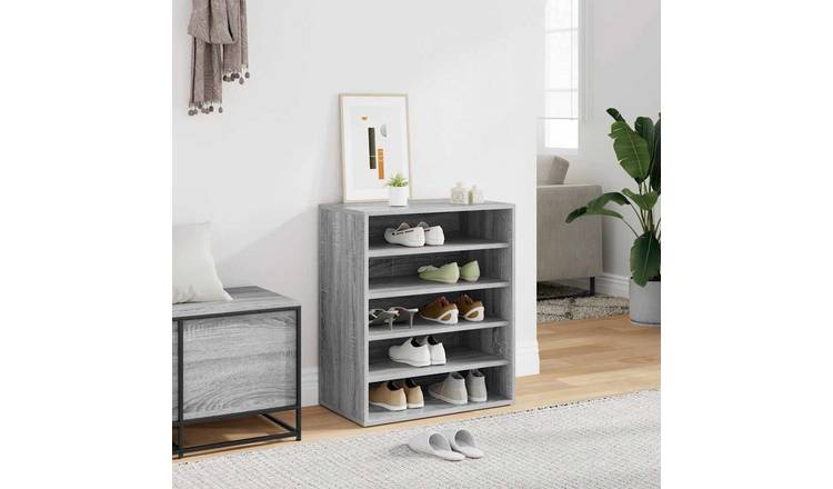 Walplus Engineered Wood Shoe Cabinet - Smoked Oak - 60 x 35 x 70 cm