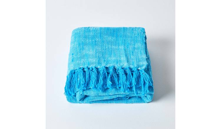 Homescapes Slub Cotton Nirvana Throw - 150 x 200 cm - Teal