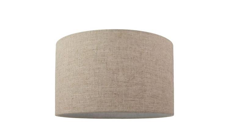Happy Homewares Natural Dark Beige Oatmeal Linen Fabric Lampshade - 40cm