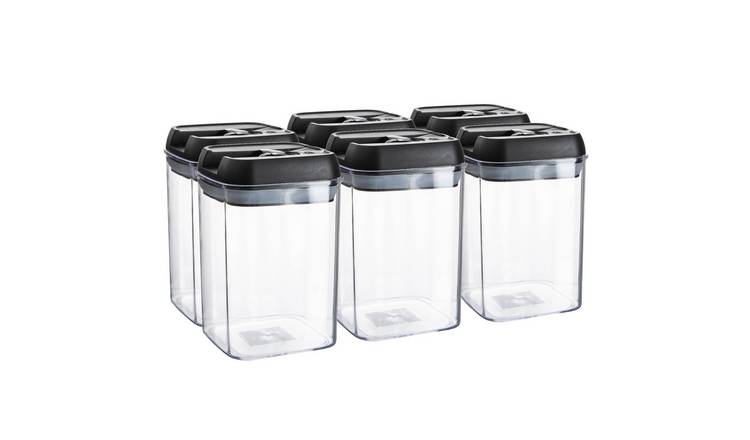 Argon Tableware Plastic Food Storage Containers- Black - Set of 6