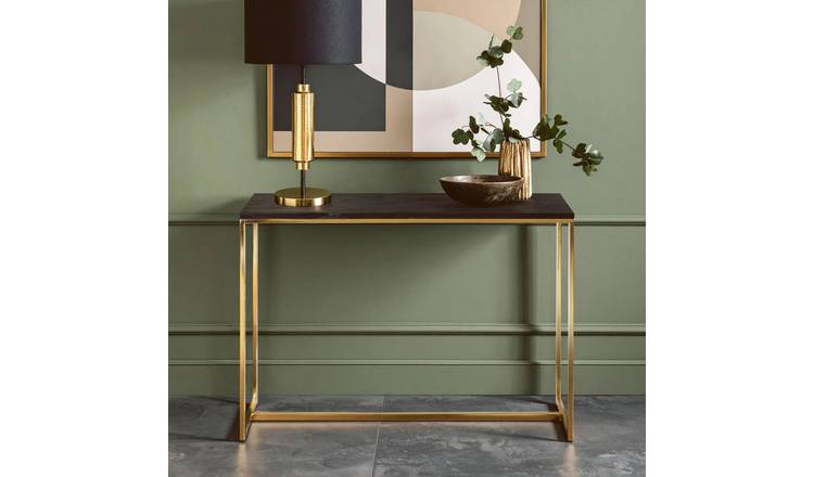 Orsina Relic Petrified Wood Console Table - Black