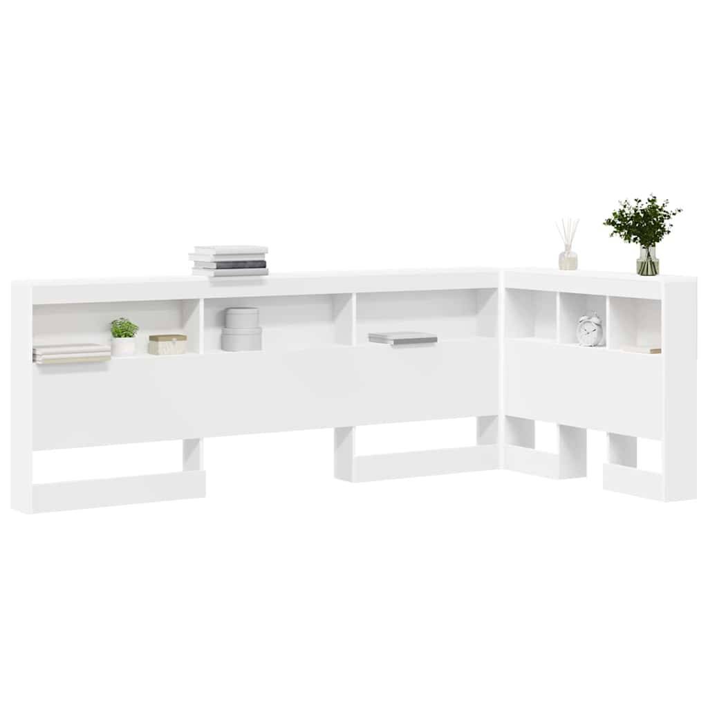 Walplus Engineered Wood Storage Headboard - White - 207.5 x 107.5 x 76.5 cm - Image 3
