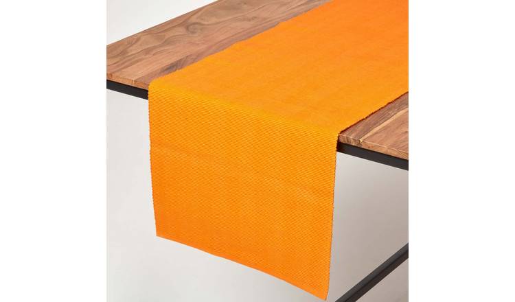 Homescapes Cotton Plain Table Runner - 44 x 178 cm - Orange