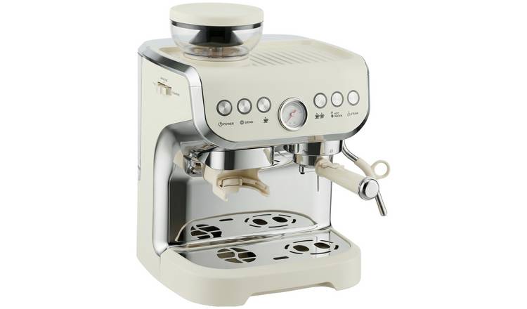 HOMCOM Espresso Machine Bean to Cup Coffee Machine, Steam Wand, Cream White