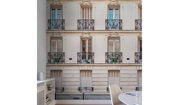 Grandeco Paris Facade 3 Lane Repeatable Textured Wallpaper Mural  - Neutral