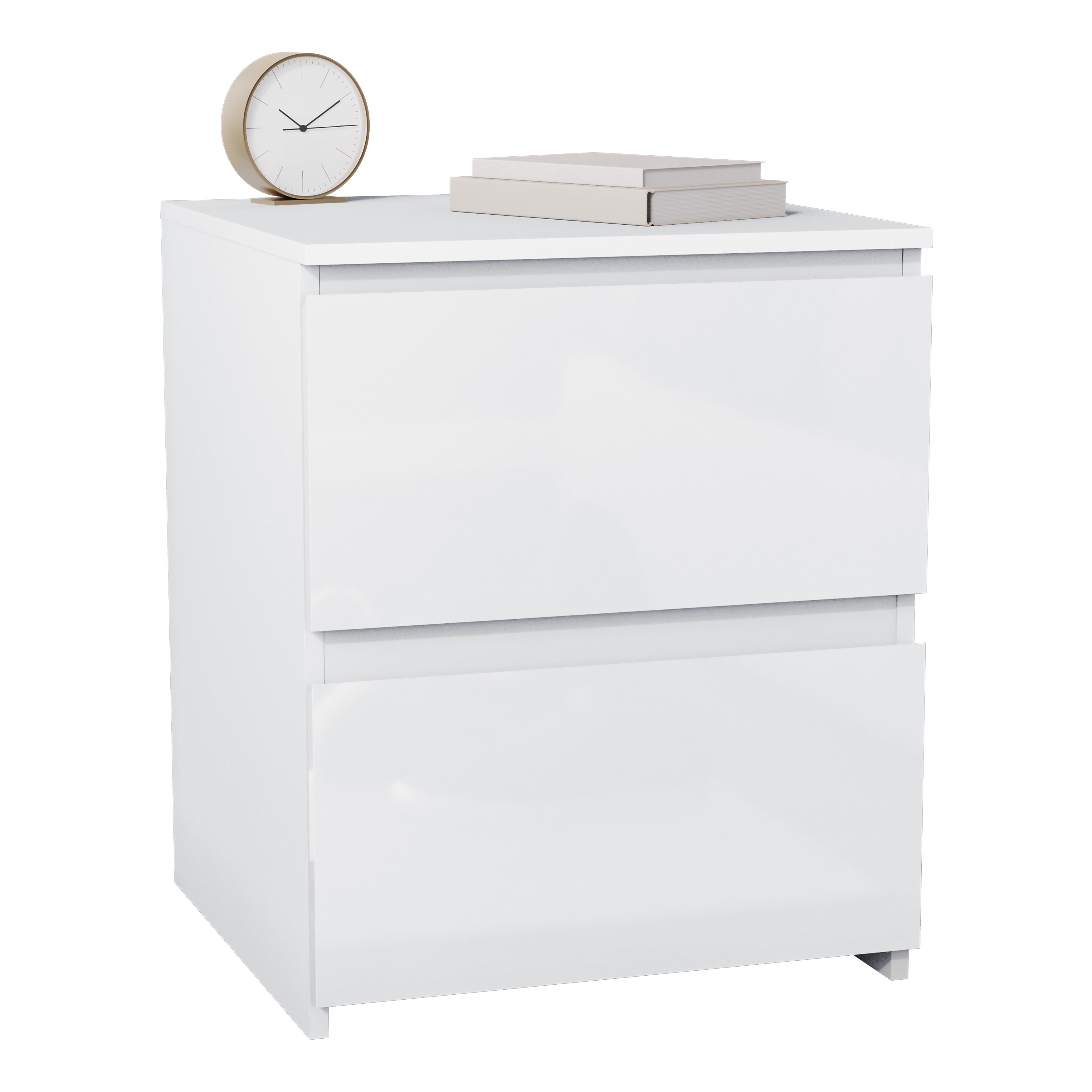 Vida Designs Glinton High Gloss 2 Drawer Bedside Chest - White - Image 8