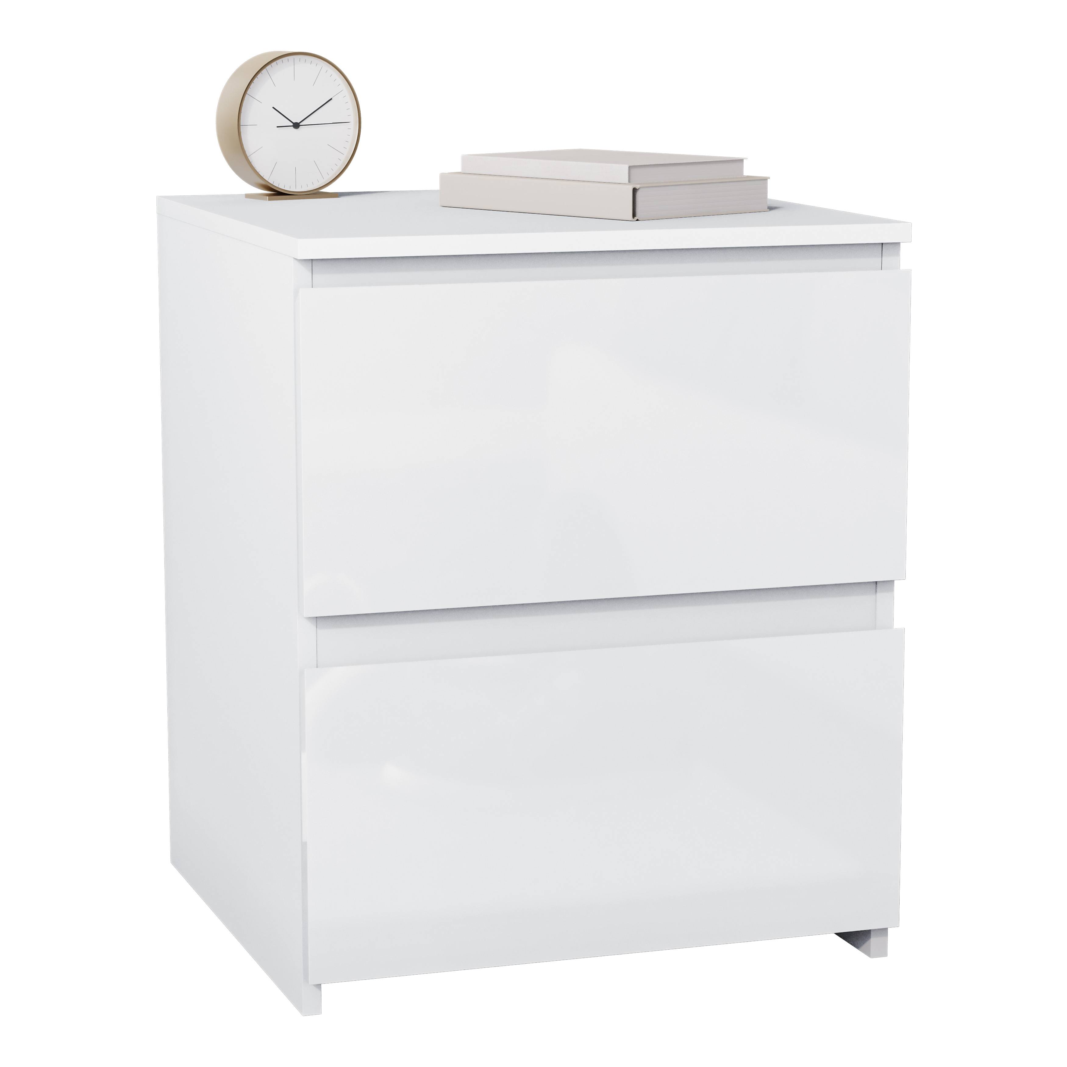 Vida Designs Glinton High Gloss 2 Drawer Bedside Chest - White - Image 8