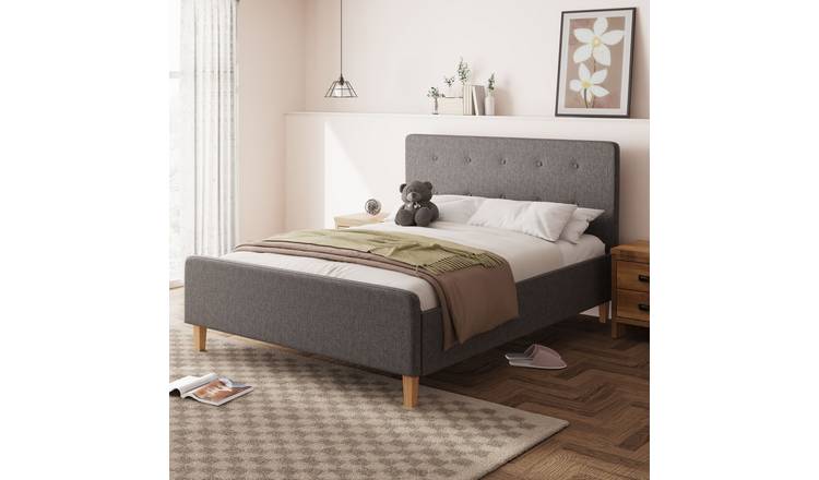 GFW Ashbourne King Size Fabric Side Lift Ottoman Bed with Mattress - Grey