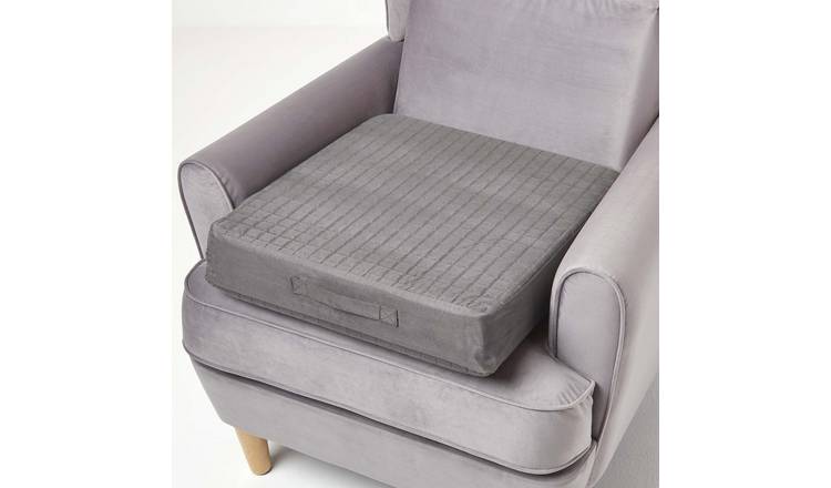 Homescapes Faux Suede Orthopaedic Foam Armchair Booster Cushion - Grey
