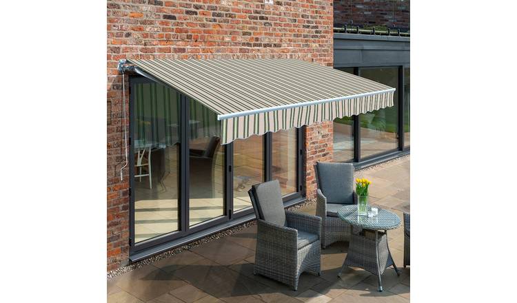 Primrose Awnings 3.0m x 2.5m Retractable Manual Awning Canopy - Multistripe