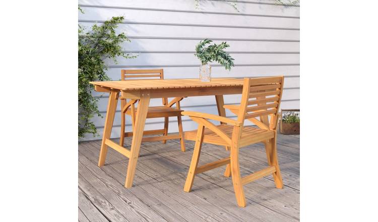 Walplus 2 Piece Wood Garden Chairs - Brown - 58 x 58 x 87 cm