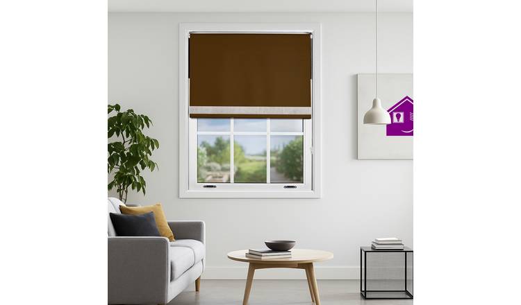 Furnished Brown Blackout Roller Blind Diamante Strip - 60 x 165cm