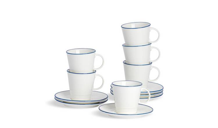 Nicola Spring 12 Piece White Farmhouse Espresso Cup & Saucer Set
