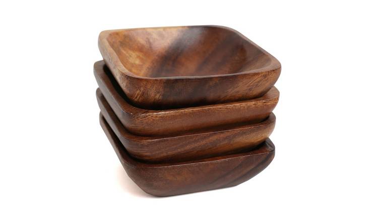 Orsina Kora Acacia Wood Set Of 4 Small Bowls - Brown