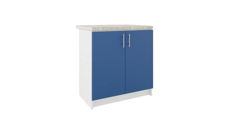 JD Greta 800mm Base Cabinet with 2 Doors & Worktop - Navy Blue Matt