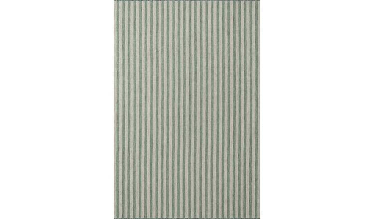 Ted Baker Green and White Indoor Outdoor Linley Striped Rug - 120 x 170cm