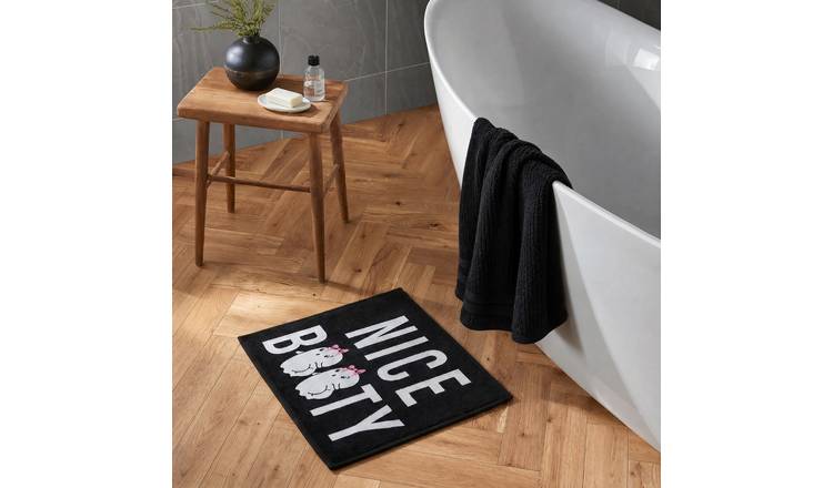 OHS Nice Booty Slogan Halloween Bath Mat - 45 x 75cm - Black