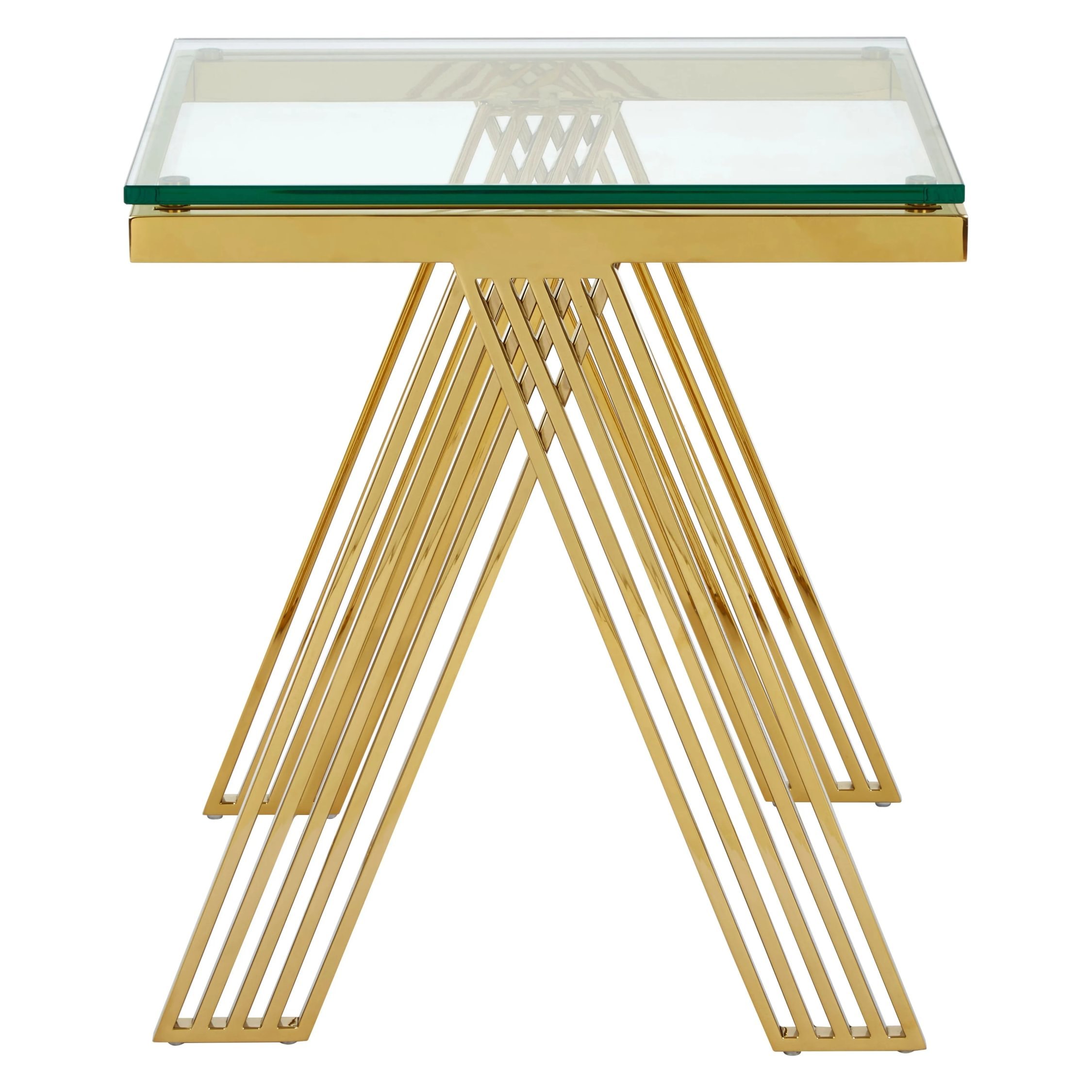 Orsina Glass Square Side Table – Gold - Image 2