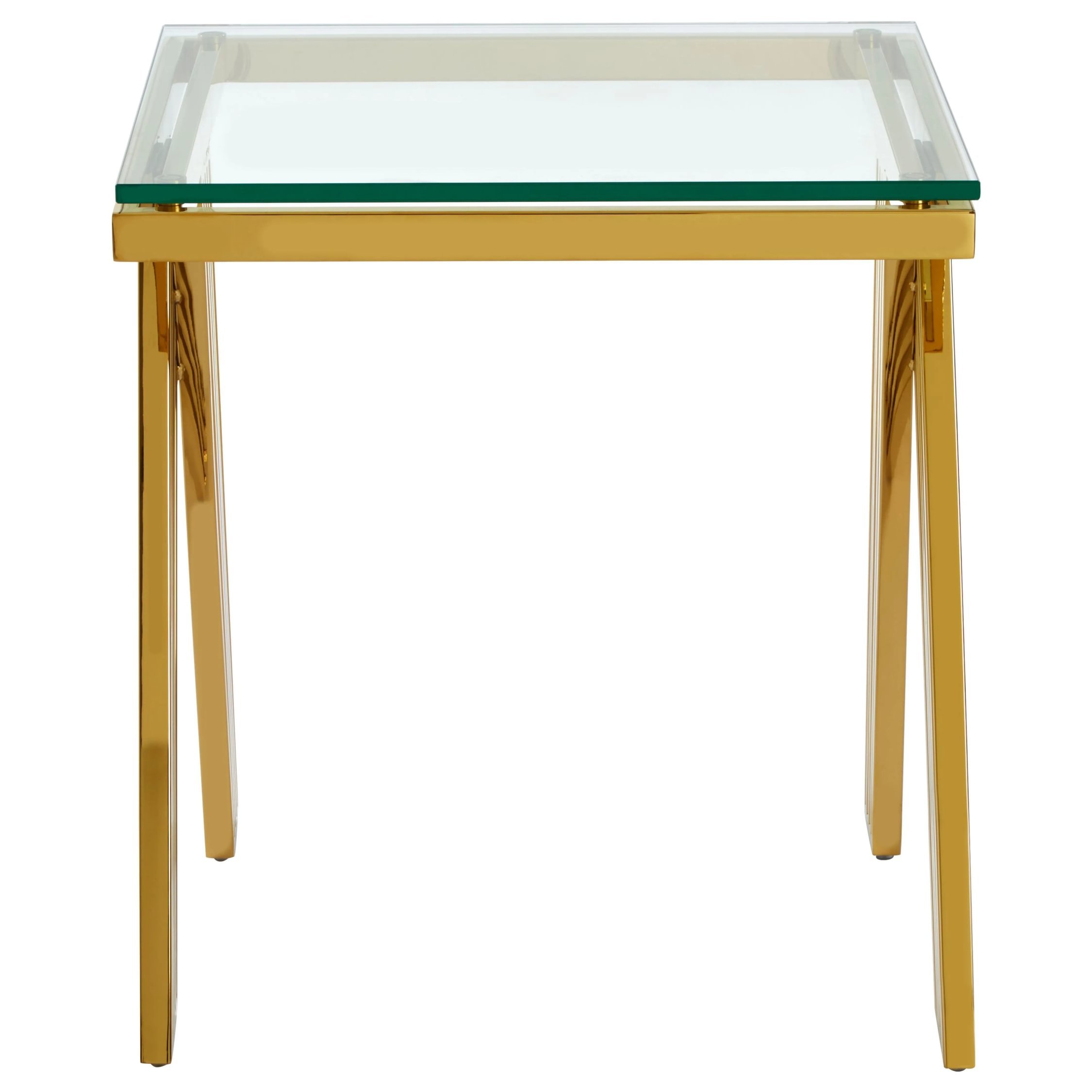 Orsina Glass Square Side Table – Gold - Image 3